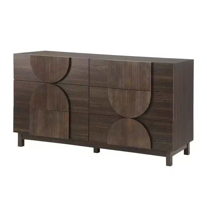 6-Drawer Modern Geometric Dresser, Half-Circle Accent Wide Storage Chest for Bedroom & Living Room
