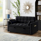 4-in-1 Pull-Out Sleeper Sofa Bed - Loveseat in Velvet -Convertible Couch Bed with Reclining Backrest,2 Side Pockets