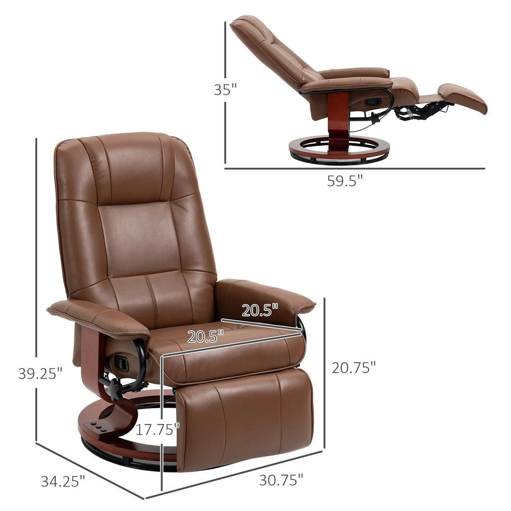 HomCom Faux Leather Adjustable Manual Swivel Base Recliner Chair with Comfortable and Relaxing Footrest