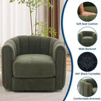 Modern 360 Swivel Barrel Accent Chair Set of 2  Soft-like Stuffed Fabric Upholstered  Green