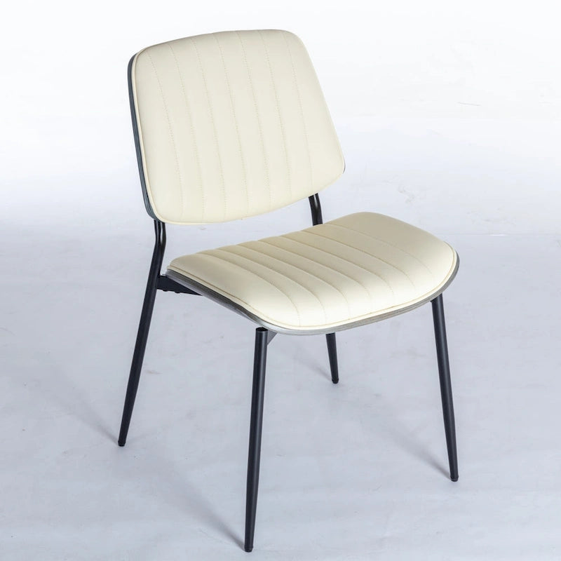 2PCS Faux Leather Chair with Metal Legs