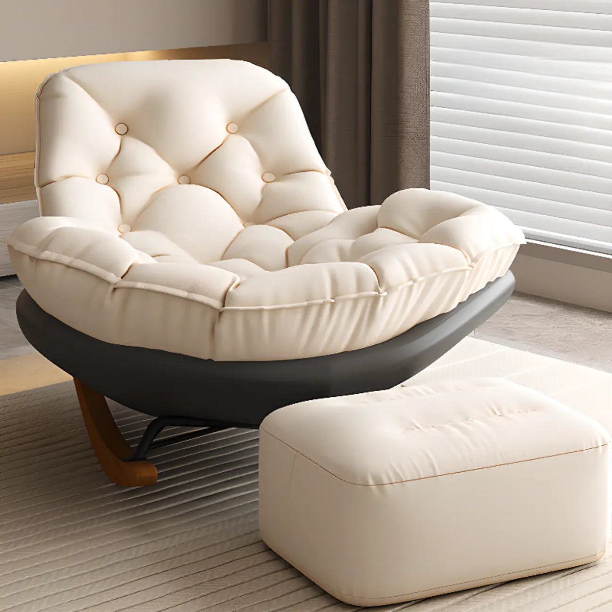 Scandinavian Upholstered Rocking Chair with Optional Ottoman