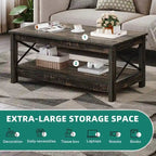 Farmhouse Wood Accent Coffee Table with Large Storage Shelf
