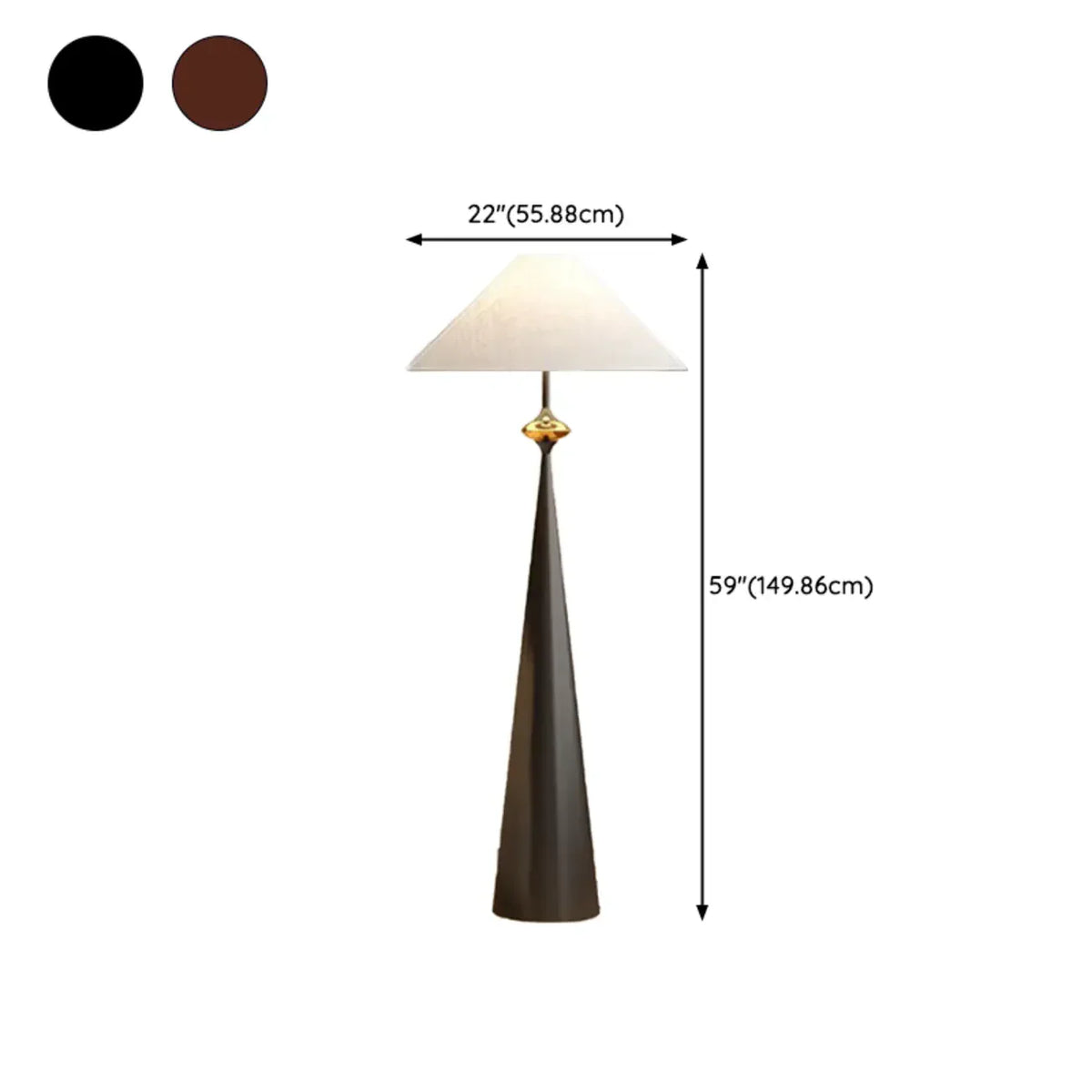 Contemporary Tapered Metal Floor Lamp Fabric Shade