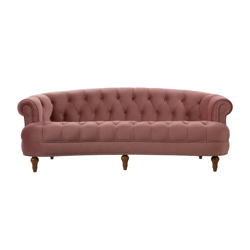 La Rosa 84 Mid-Century Modern Velvet Upholstered Chesterfield Tufted Sofa